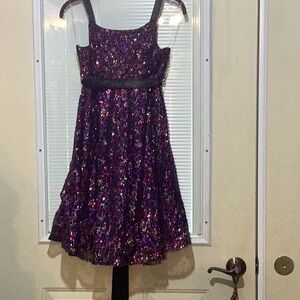 Justice purple and black sequined dress